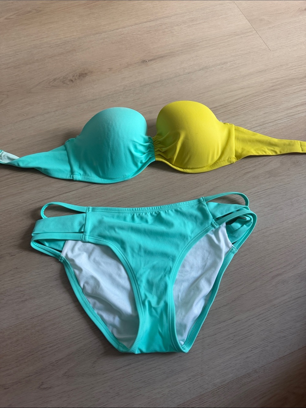 Victoria's Secret Turquoise and Yellow Push-Up Bikini Set
